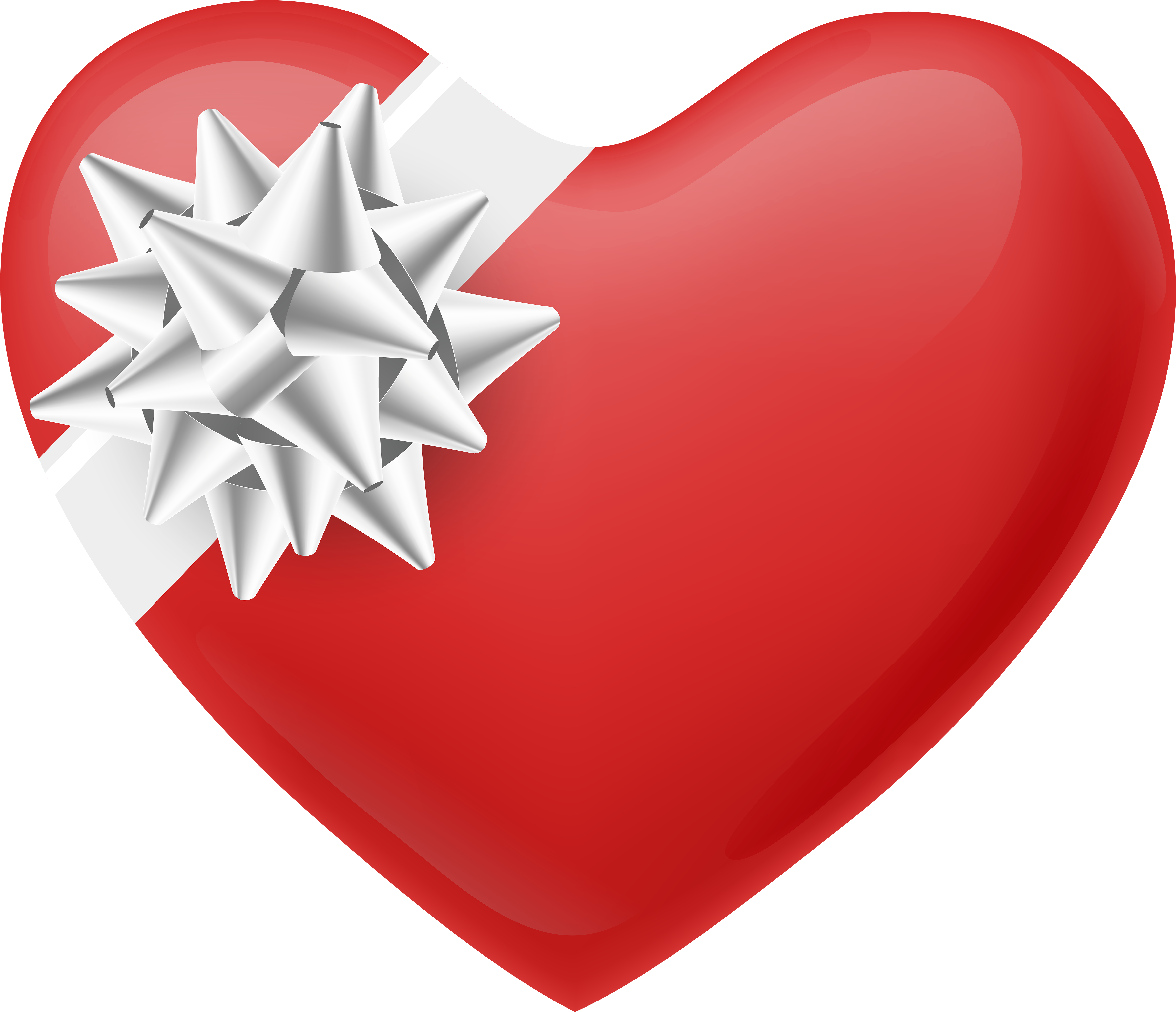 Heart With White Bow Transparent Png Image - Heart Clipart (6000x5163), Png Download