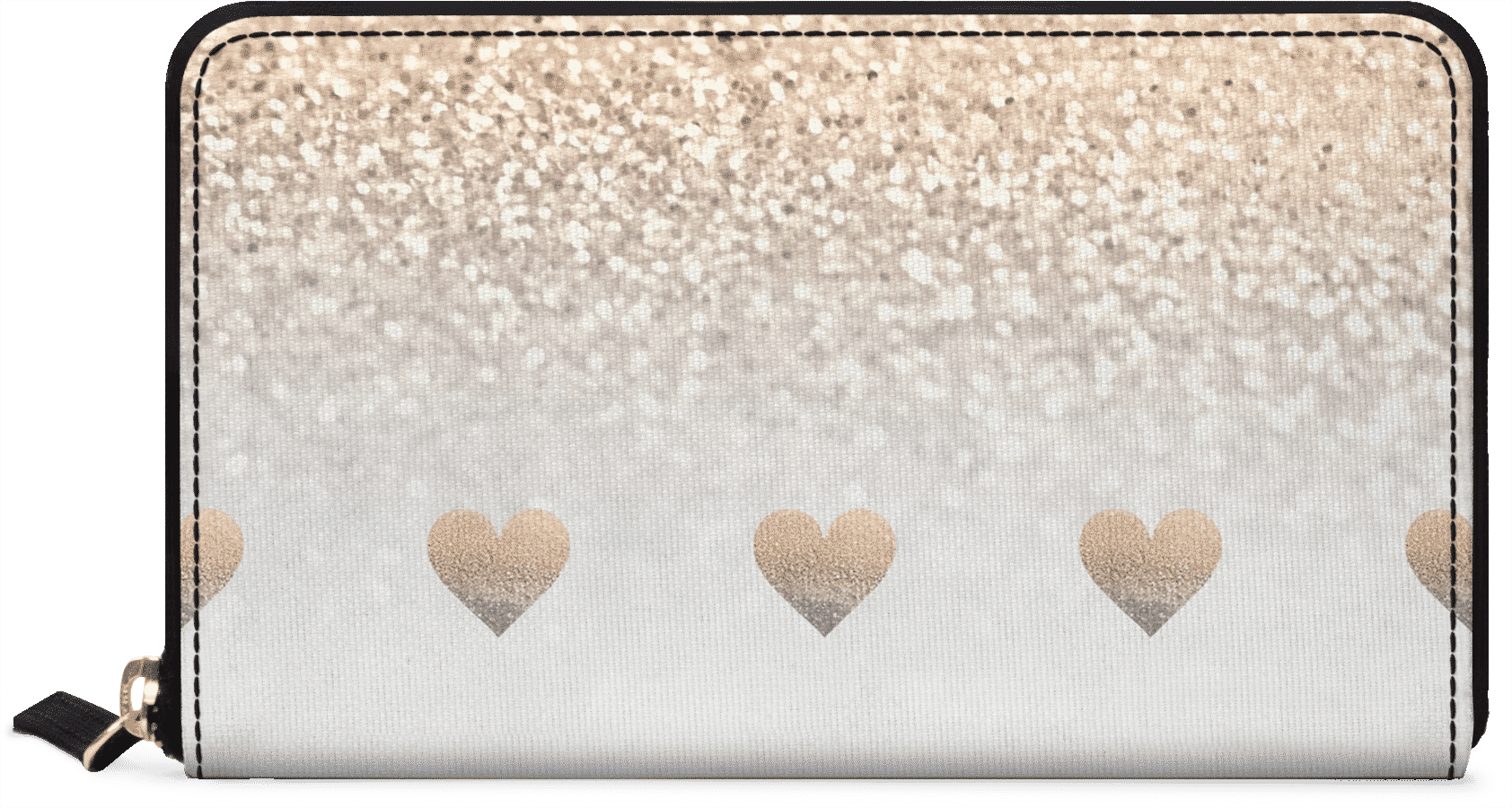 Dailyobjects Gatsby Gold Ombre White Hearts Women's - Heart Clipart (1684x900), Png Download
