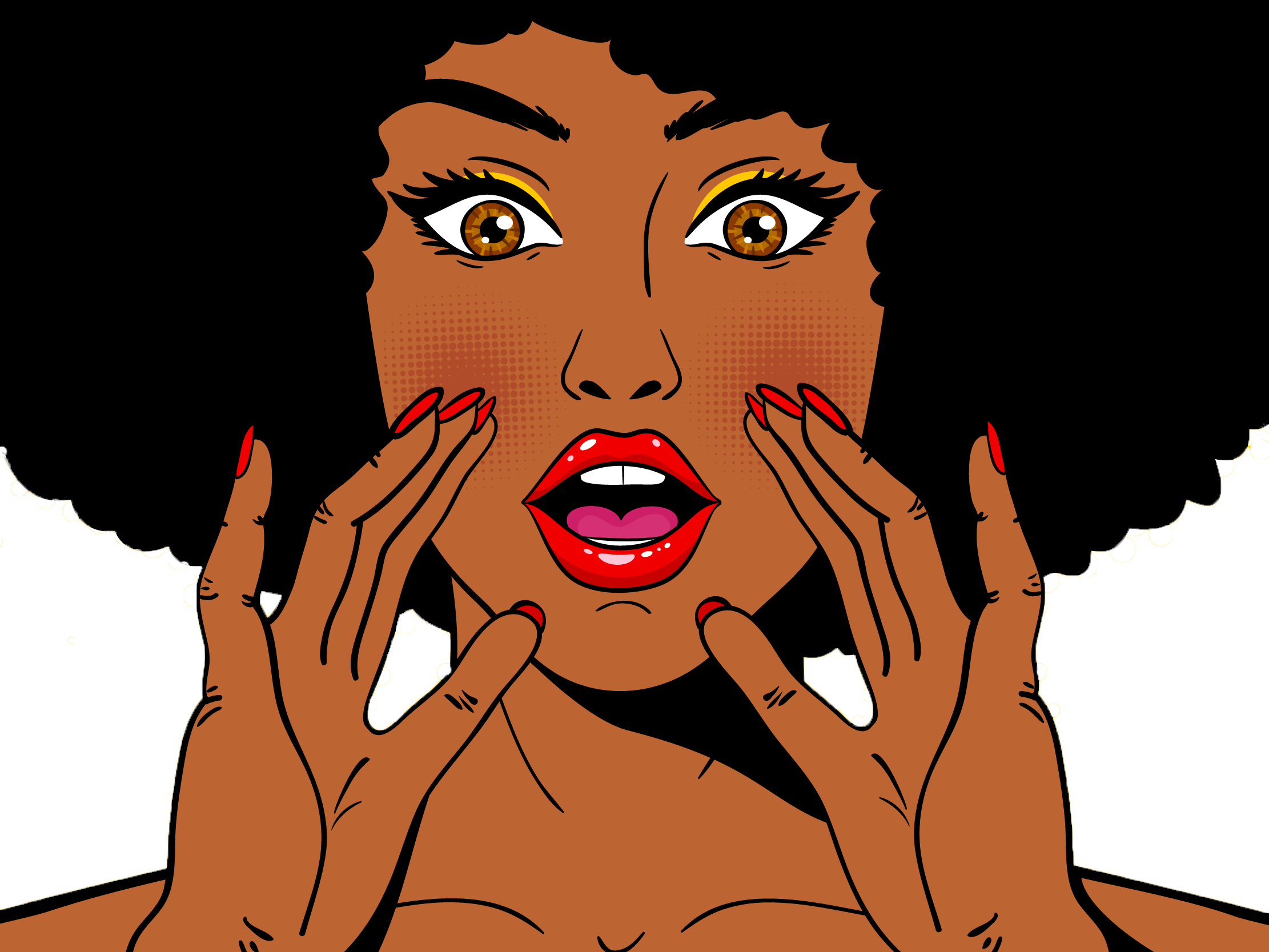 Black Woman Closup Afro - African Woman Pop Art Clipart (2222x1667), Png Download