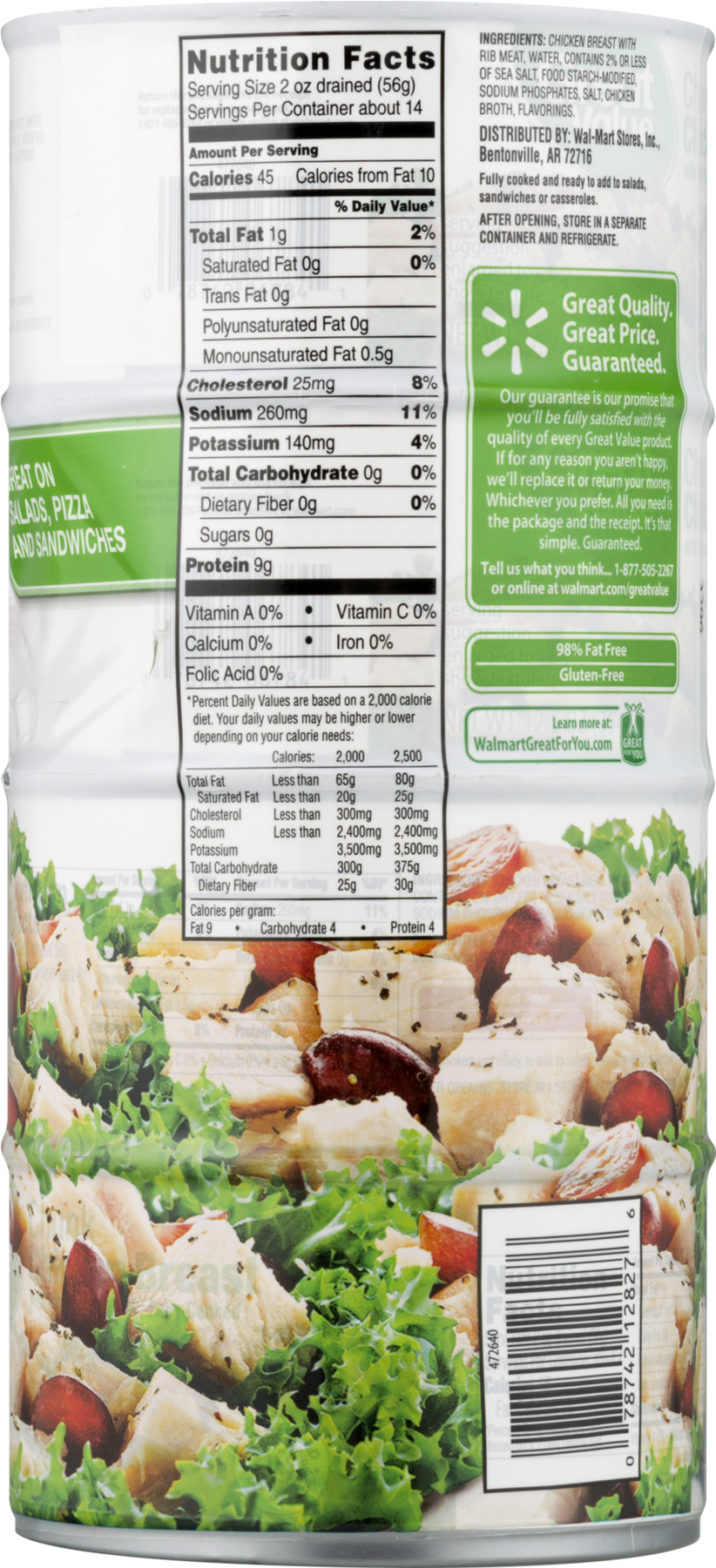 Great Value Chunk Chicken Breast, - Lardon Clipart (1800x1800), Png Download