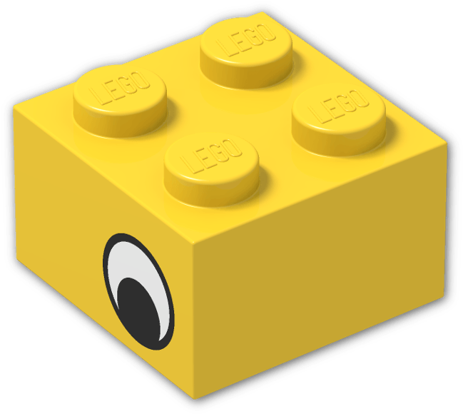 Brick 2 X 2 With Black And White Eye Pattern On Both - Construction Set Toy Clipart (649x580), Png Download