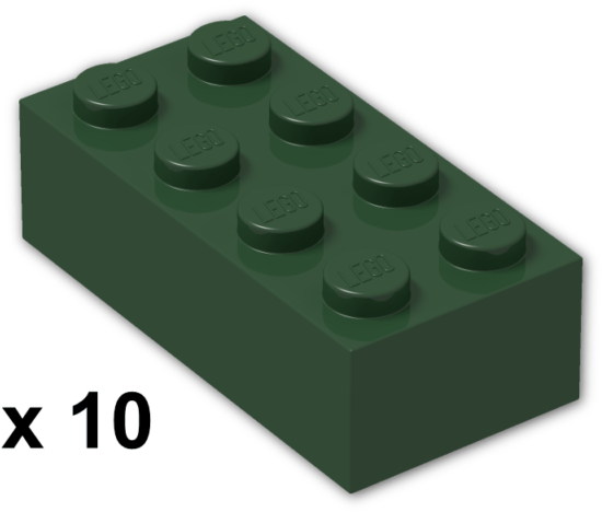 Lego Bricks ~ Lot Of 10 Dark Green Bricks Earth Green - Lego Brick 2 X 4 Png Clipart (640x480), Png Download