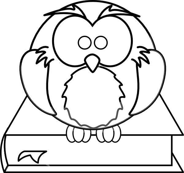 Books Clipart Owl - Owl Book Clipart Png Black And White Transparent Png (600x566), Png Download