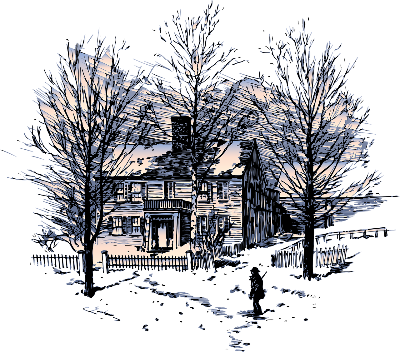Winter House Snow Season Tree Png Image - Transparent Winter Clipart (1280x1127), Png Download