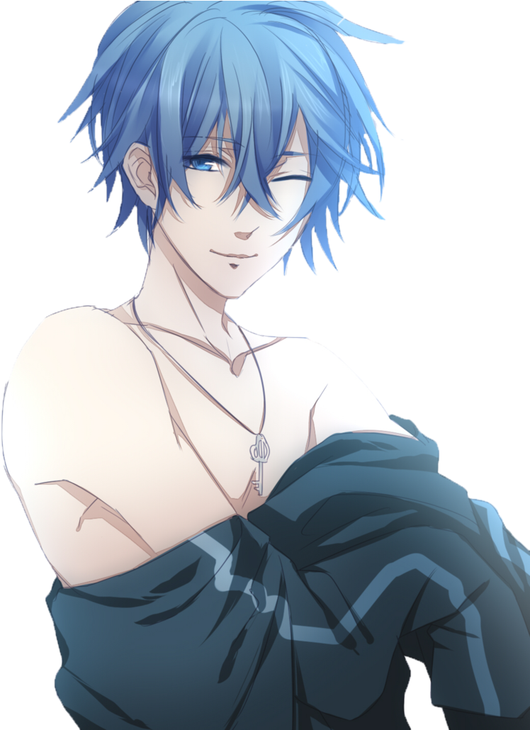 Tumblr Static Kaito Shion Render By Fujoshi Kuro-d62p0t3 - Anime Boy With Blue Hair Clipart (776x1029), Png Download