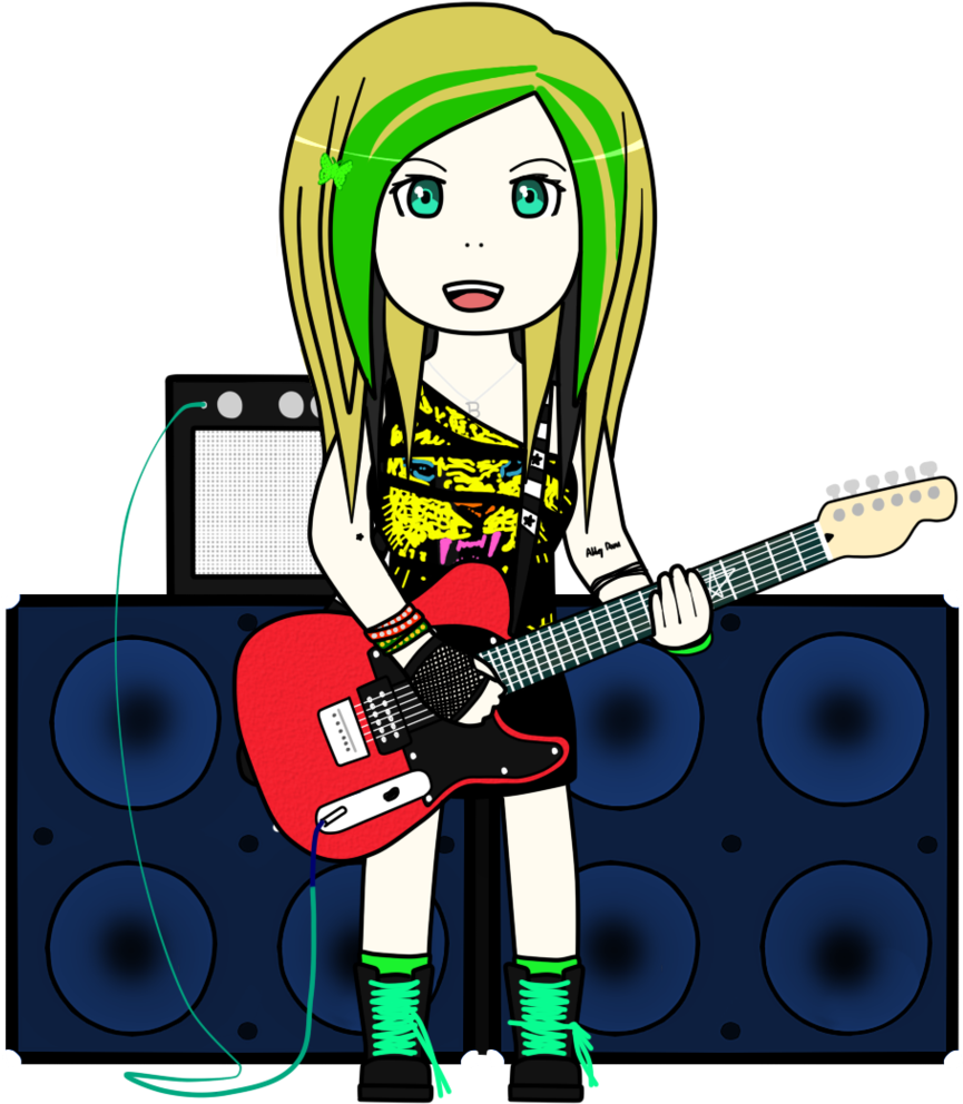 Avril Lavigne Anime Smile - Avril Lavigne Guitar Chip Clipart (865x992), Png Download