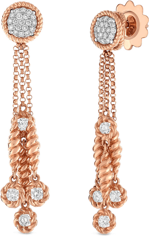 Roberto Coin 18k Rose Gold 18k White Gold - Earrings Clipart (590x931), Png Download