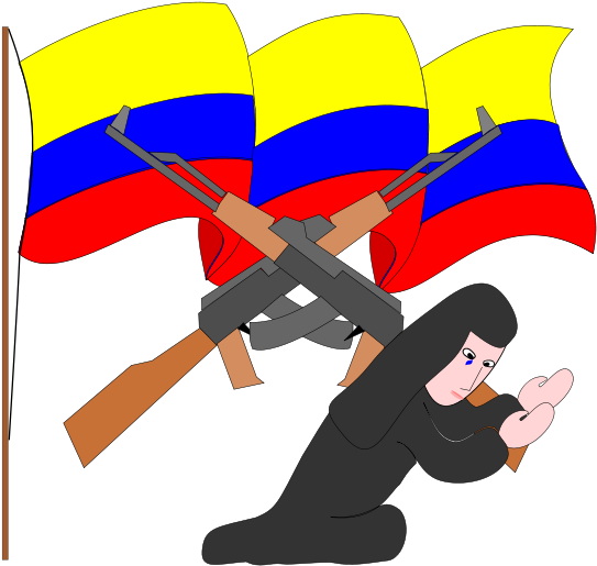 Guerrilleros Con Bandera De Colombia Clipart (566x800), Png Download