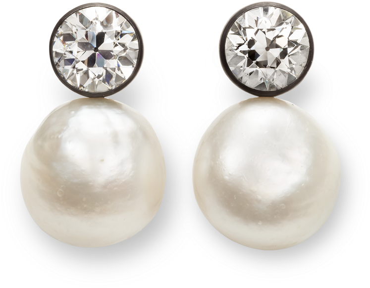 Handcrafted Hemmerle Earrings With Natural Pearls And - Earrings Clipart (747x582), Png Download