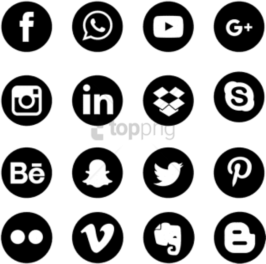 Free Png Social Media Icons Set Network Background - Social Media Icon Vector Png Clipart (851x845), Png Download