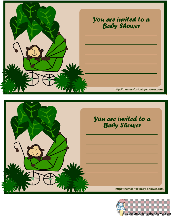 Free Printable Monkey Baby Shower Invitations - Blank Free Monkey Baby Shower Invitations Clipart (612x792), Png Download