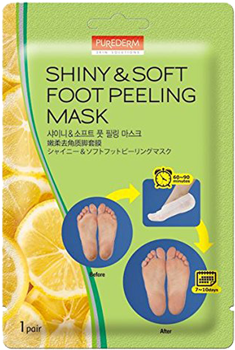 Lemon Shiny & Soft Foot Peeling Mask - Purederm Foot Peeling Mask Clipart (600x800), Png Download