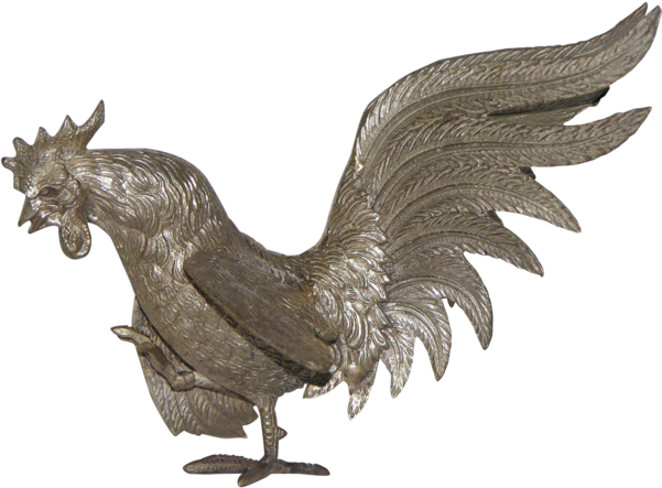 Vintage Gucci Silver Plated Rooster Bird Sculpture - Silver Rooster Clipart (600x600), Png Download
