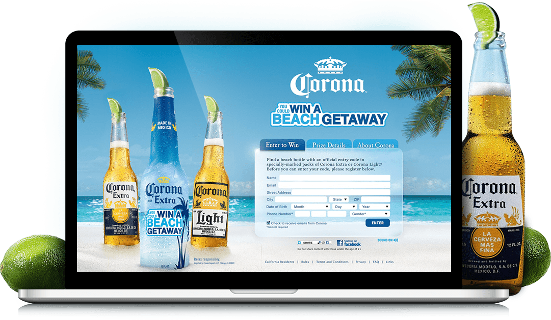 Corona Laptop - Corona Beer Beach Getaway Clipart (1081x629), Png Download