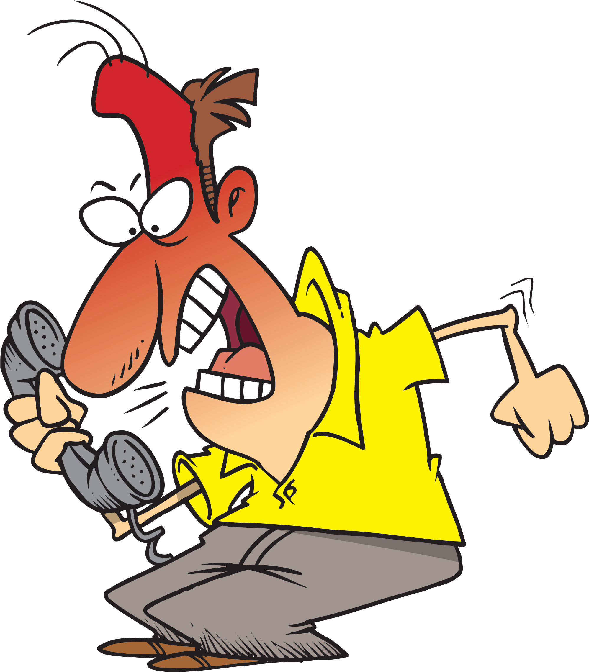 Tired - Angry Customer On Phone Cartoon Clipart (2000x2285), Png Download