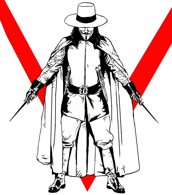 V For Vendetta Transparent Background - V For Vendetta Design Clipart (586x663), Png Download