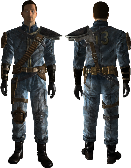 Fallout New Vegas-armored Vault 13 Jumpsuit - Fallout New Vegas Armored Vault Suit Clipart (588x726), Png Download