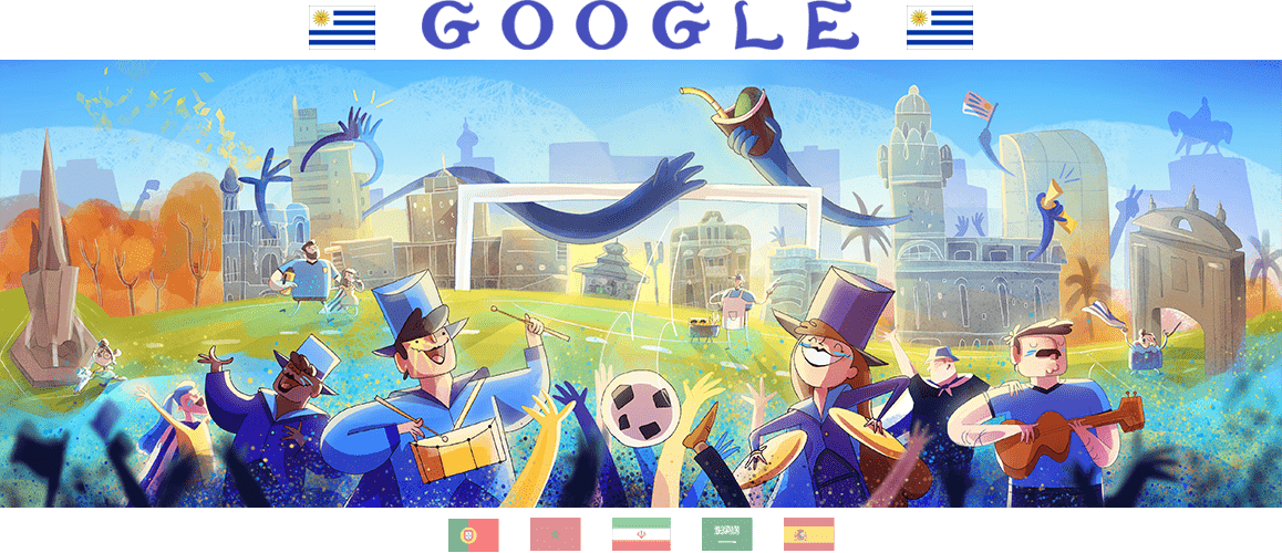 Show Headers - Google Doodle World Cup Uruguay Clipart (1158x500), Png Download
