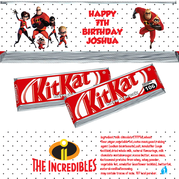 Incredibles Kitkat Wrappers - Graphic Design Clipart (606x606), Png Download
