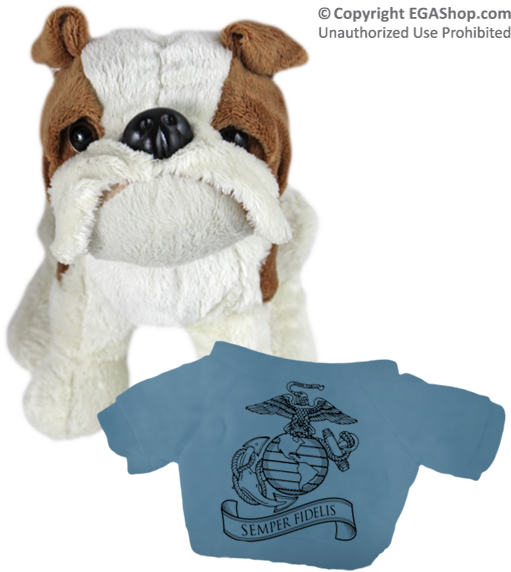 This Adorable Plush, Bull Dog Is Wearing A Hydro Blue - Eagle Globe And Anchor Clipart (600x600), Png Download