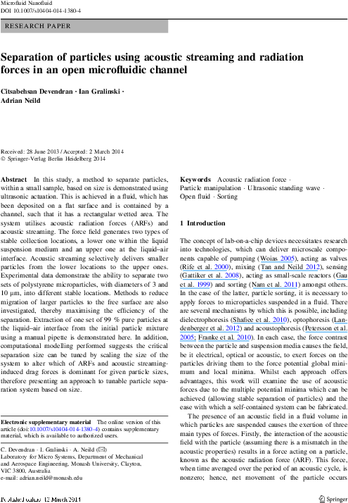 Separation Of Particles Using Acoustic Streaming And - Neonatal Mice Tooth Eruption Injection Clipart (595x791), Png Download