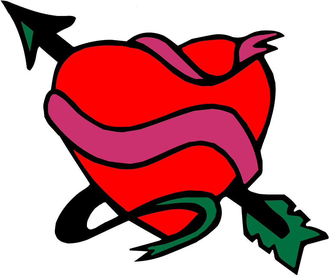 Cupid Bow Arrow Hearts, Heart With Ribbon And Arrow - Heart With Arrow Clipart (1049x879), Png Download