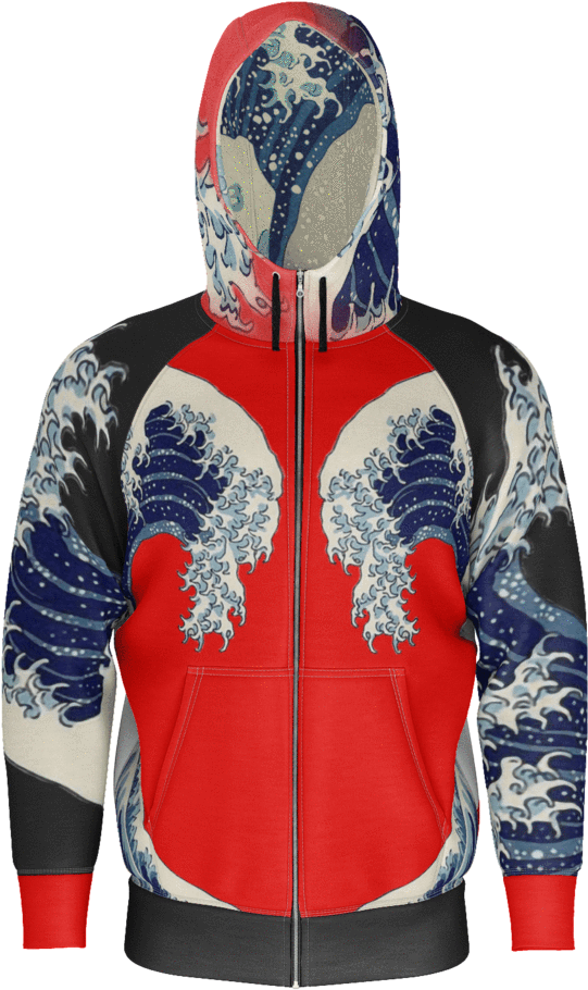 Great Waves Of Rising Sun Equil Hoodie - Rising Sun Hoodie Clipart (1024x1024), Png Download