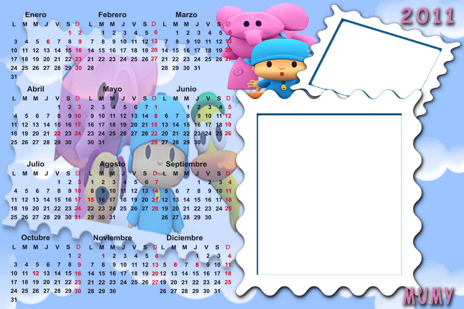 Calendarios 2011 Bob Esponja Y Pocoyo - Cartoon Clipart (1600x1067), Png Download