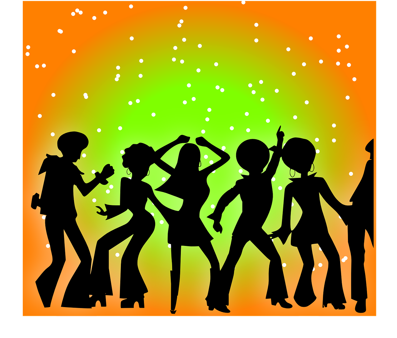 Dancers Disco Party Black Png Image - Disco Clip Art Transparent Png (1280x1093), Png Download