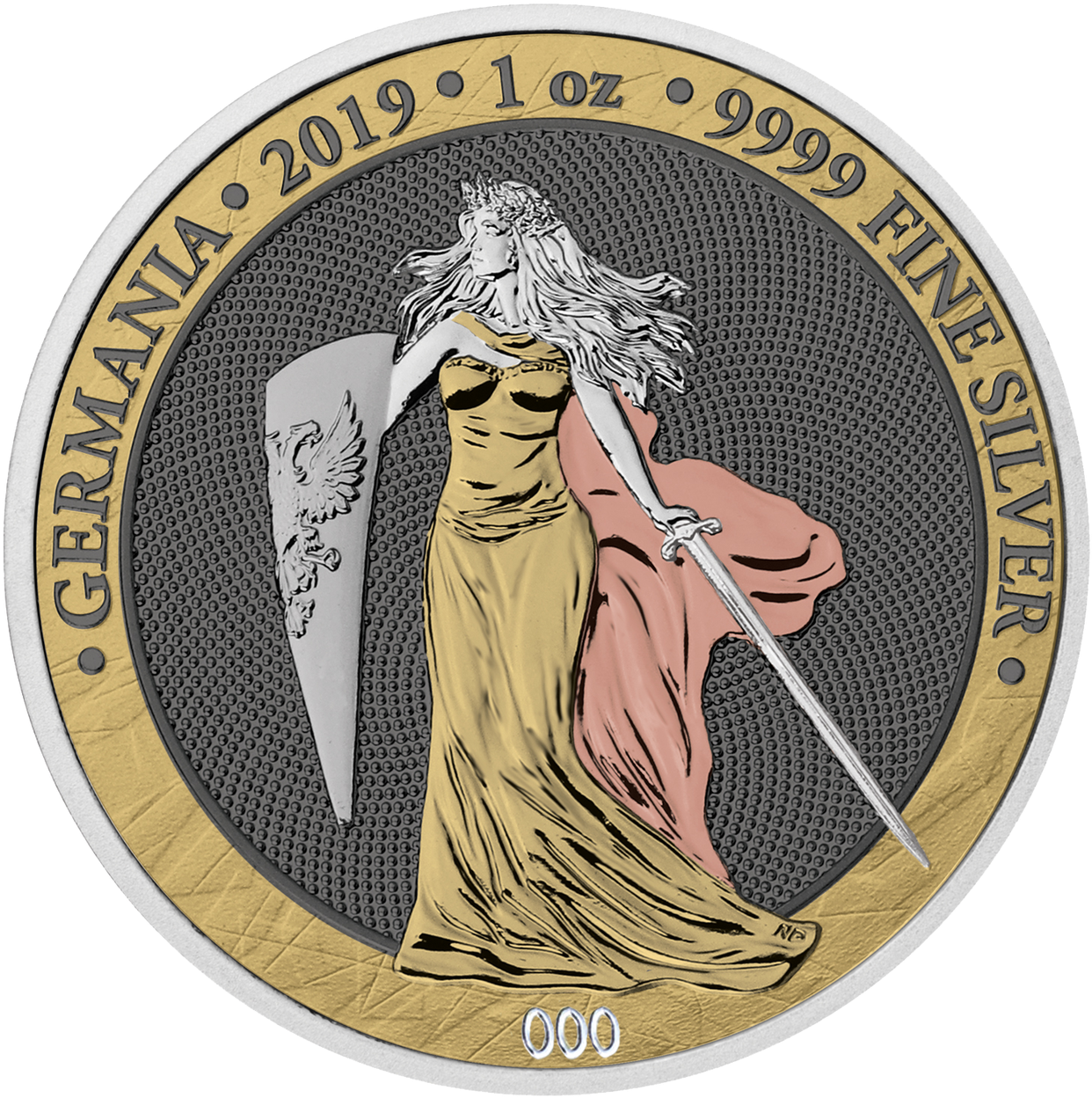2019 Germania 6 Precious Metals 5 Mark 1 Oz - Germania Silver Coin Clipart (1280x1280), Png Download