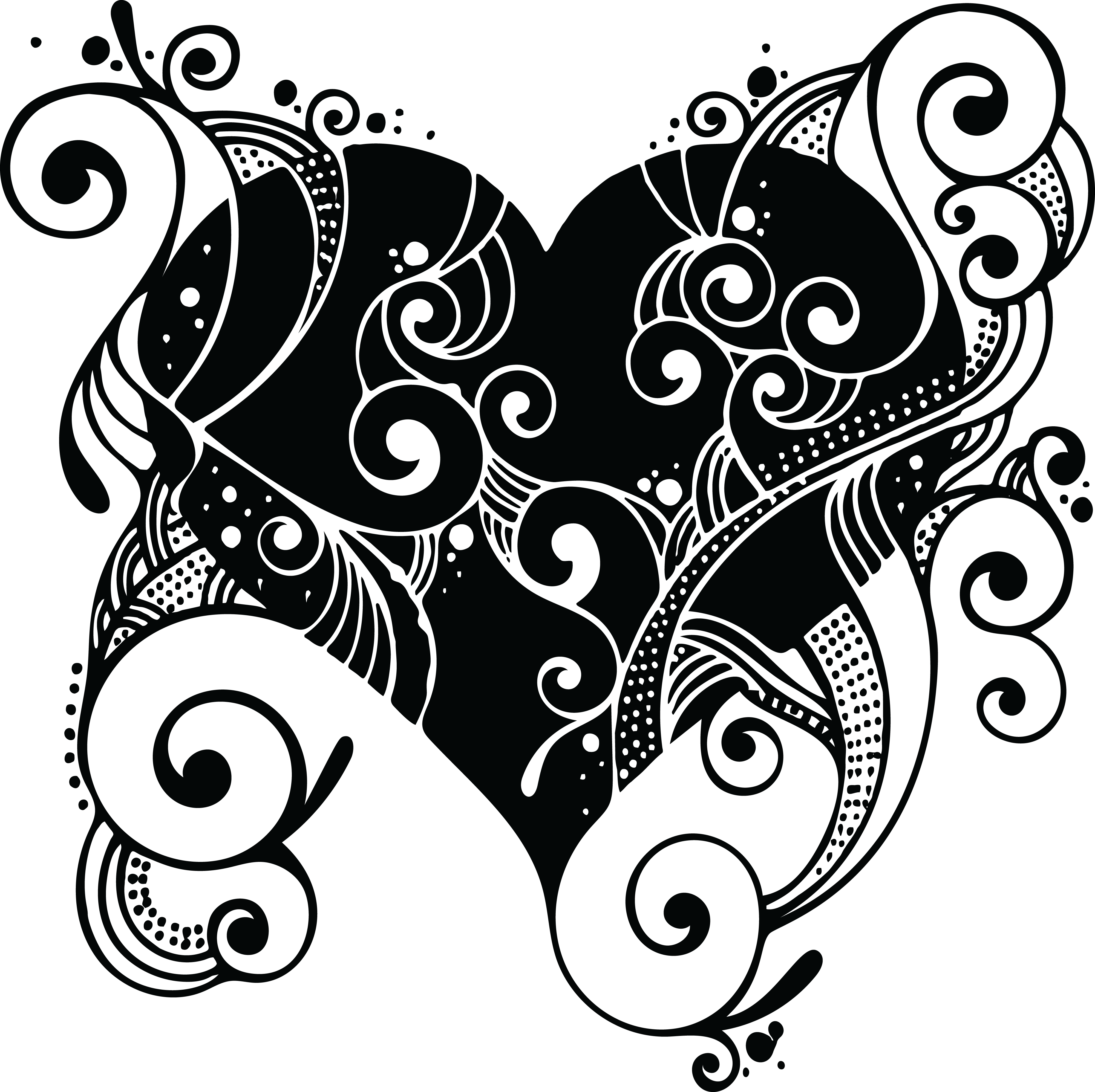 Free Clipart Of A Love Heart With Swirls - Decorative Or Ornamental Art - Png Download (4000x3991), Png Download