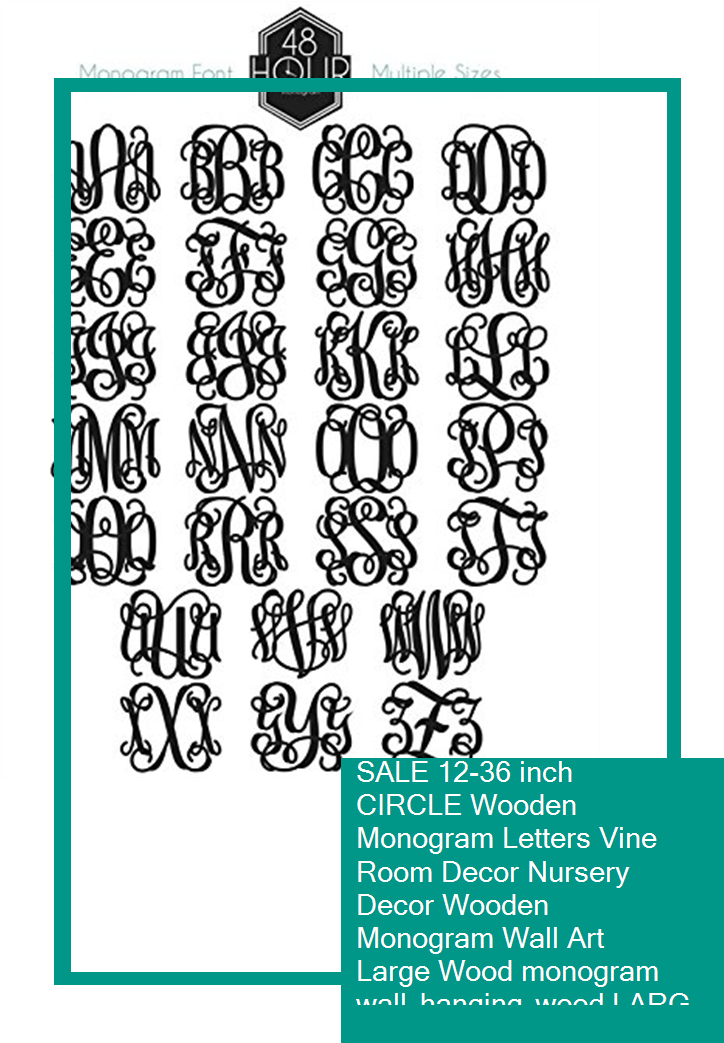 Sale 12-36 Inch Circle Wooden Monogram Letters Vine - Monogram Clipart (735x1100), Png Download