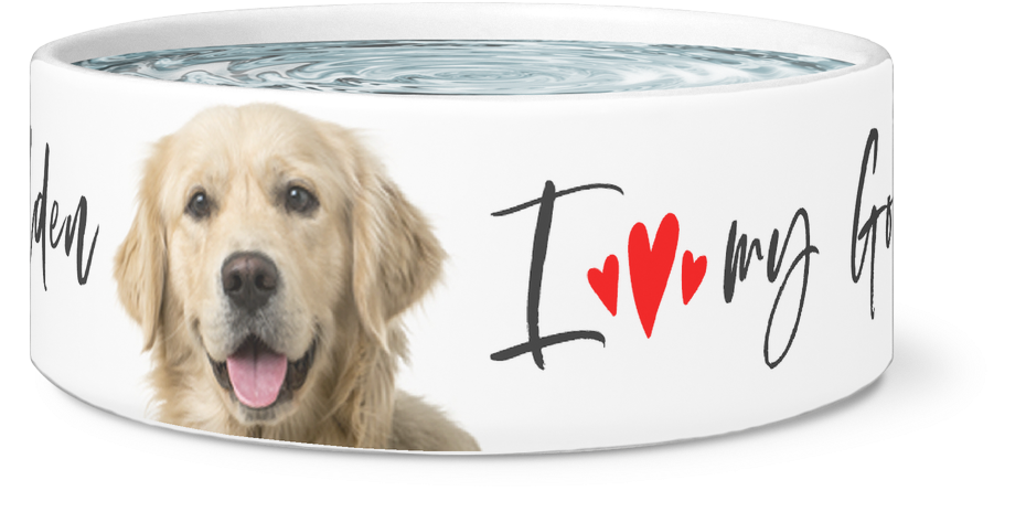 Load Image Into Gallery Viewer, Large Dog Bowl, I Love - Golden Retriever Clipart (930x464), Png Download