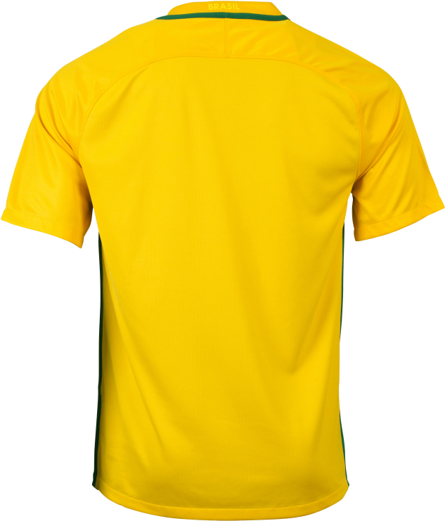 Brazil 2016 Mens Home Jersey - Yellow Polo Shirt Front Clipart (740x740), Png Download