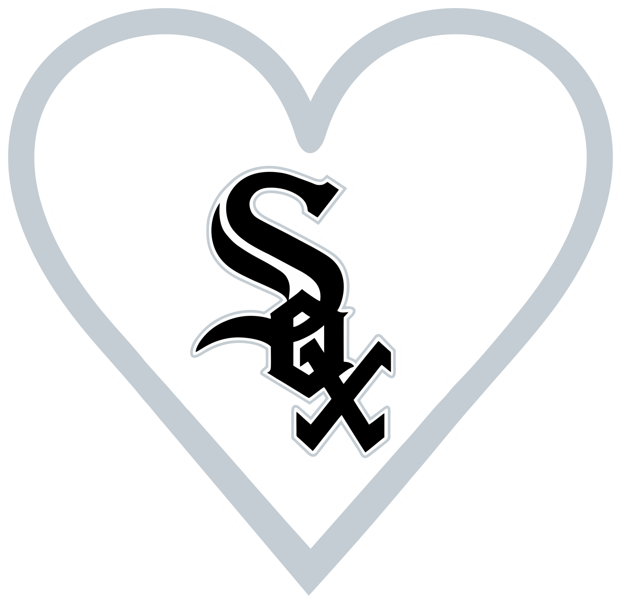 Chicago White Sox Heart - White Sox Logo Black Clipart (2048x2007), Png Download