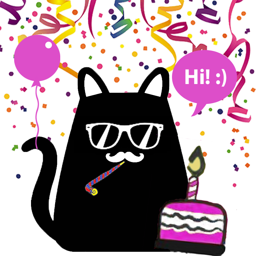 One Year Mica, The Hipster Cat Bot - Transparent Celebration Background Png Clipart (850x850), Png Download