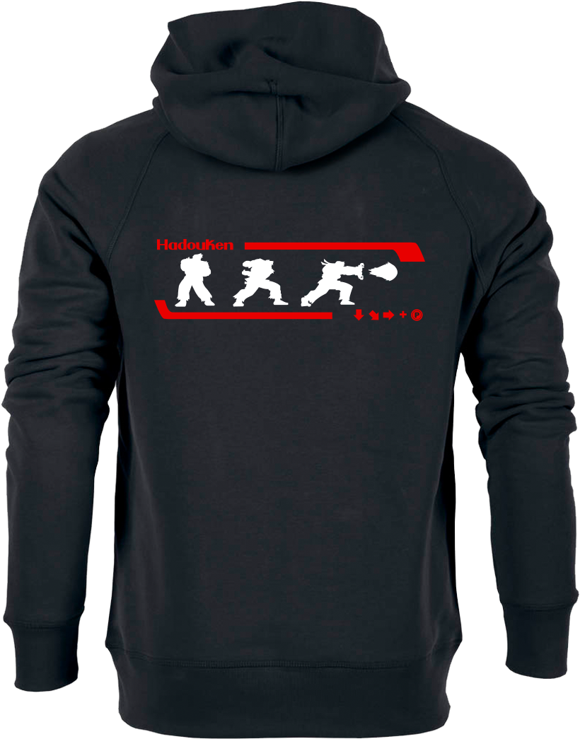 Hadouken Sweatshirt Stanley Hoodie Black Clipart (1044x1044), Png Download