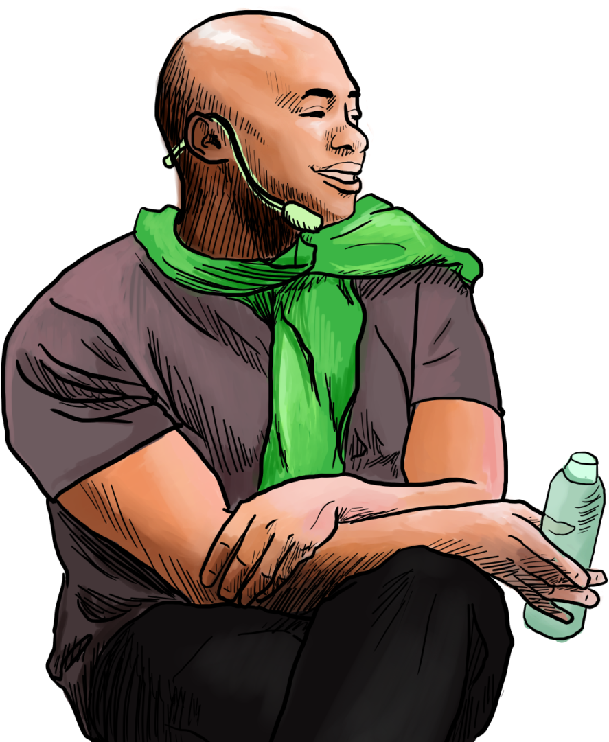 Depiction Of Mykee Fowlin, Motivational Speaker At - Sitting Clipart (1501x1126), Png Download