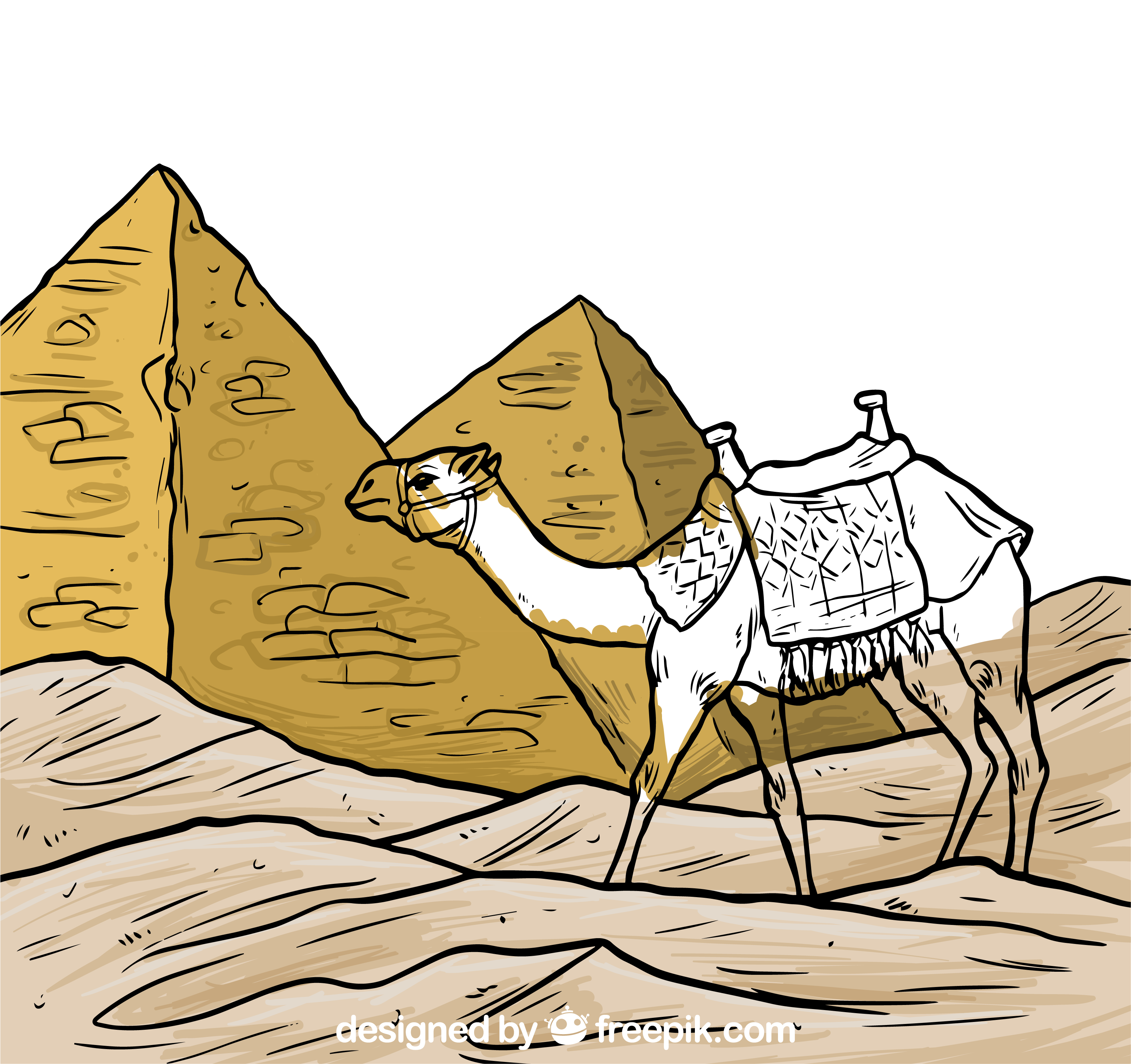 Image Free Egyptian Pyramids Sahara Illustration Transprent - موضوع رسم عن الاهرامات Clipart (4323x3224), Png Download