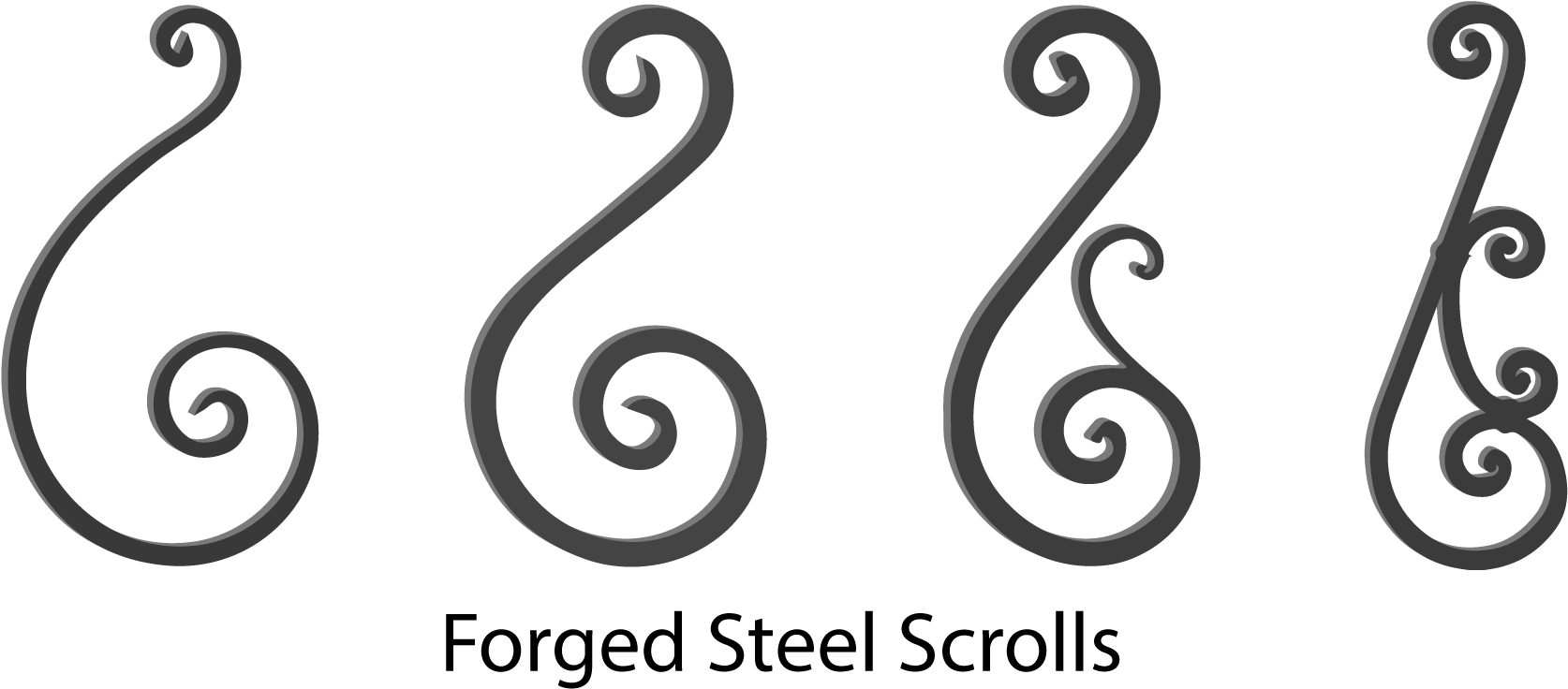 Wrought Iron Scrolls, Forged Steel Scrolls - Forged Steel Scrolls Clipart (1920x880), Png Download