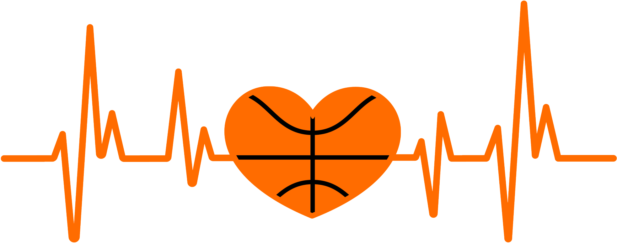 Heartbeat Basketball Heart - Heart Shape Design Shirt Clipart (2048x2048), Png Download
