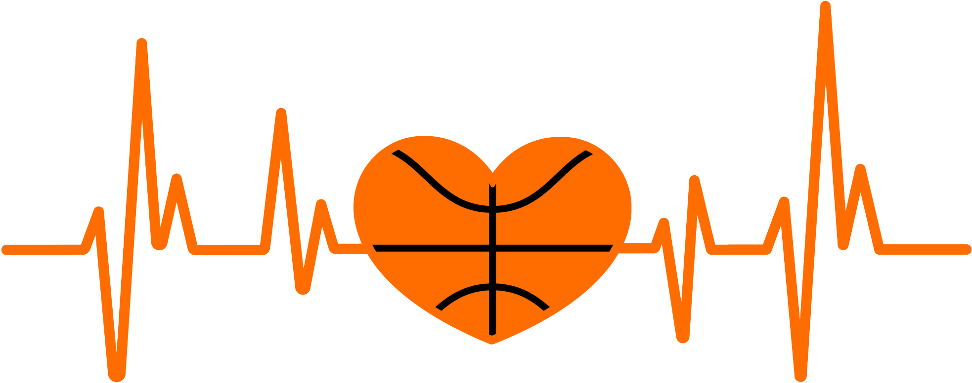 Heartbeat Basketball Heart Heart Shape Design Shirt Clipart Large