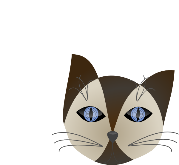 Cat Svg Clip Arts 600 X 553 Px - Siamese Cat Eyes Cartoon - Png Download (600x553), Png Download