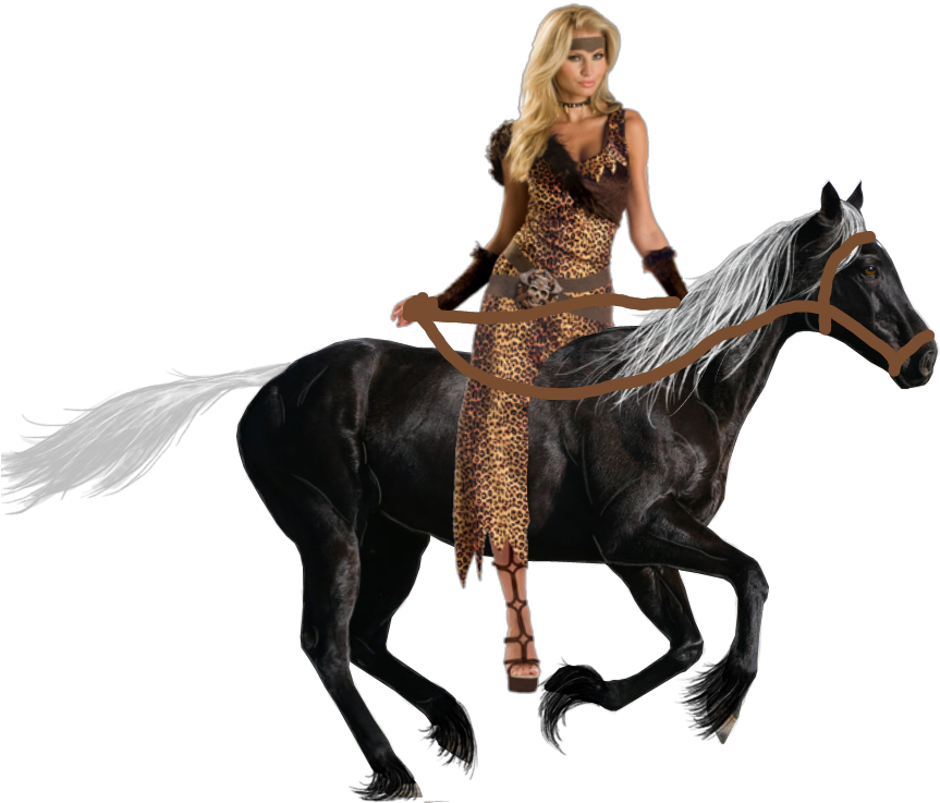 Barbarian Woman Riding Her Beautiful Black Horse Photo - Photobucket Clipart (862x751), Png Download
