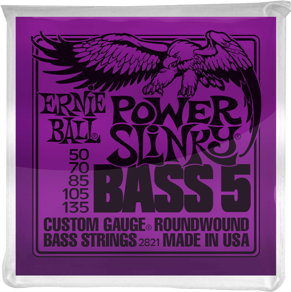 Ernie Ball Power Slinky 5 String Nickel Wound Electric - Ernie Ball Bass Strings 5 Clipart (1000x1000), Png Download