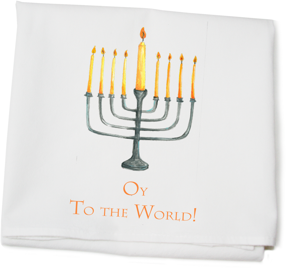 Menorah Flour Sack Towel - Hanukkah Clipart (985x910), Png Download