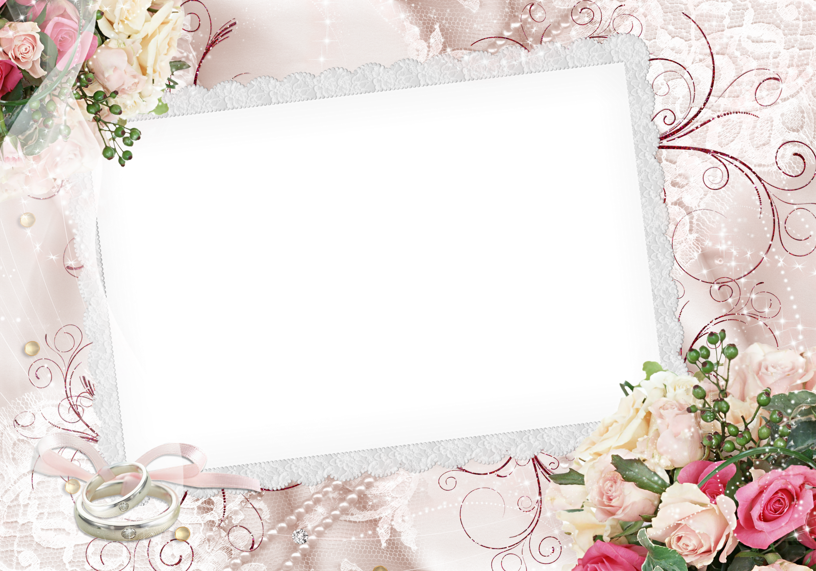 Molduras Png Photoshop - Wedding Frame Png Transparent Clipart (1600x1120), Png Download