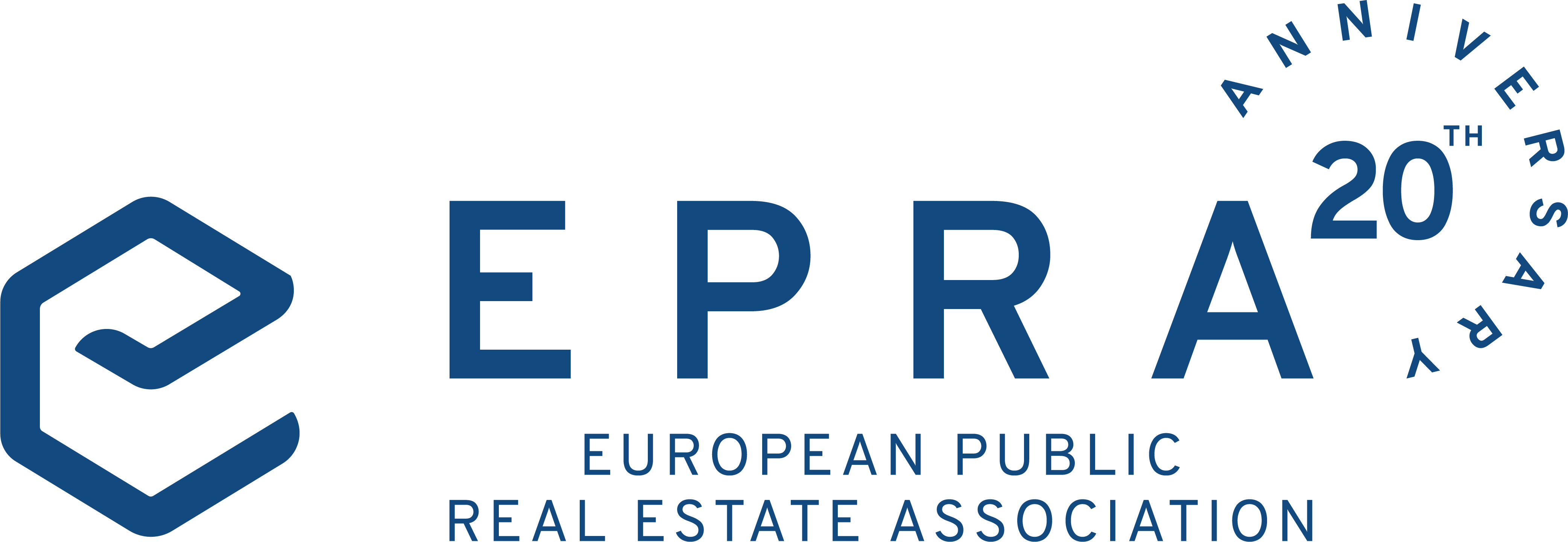Epra 20th Anniversary Logo Horizontal Lockup Blue - Printing Clipart (4168x1440), Png Download