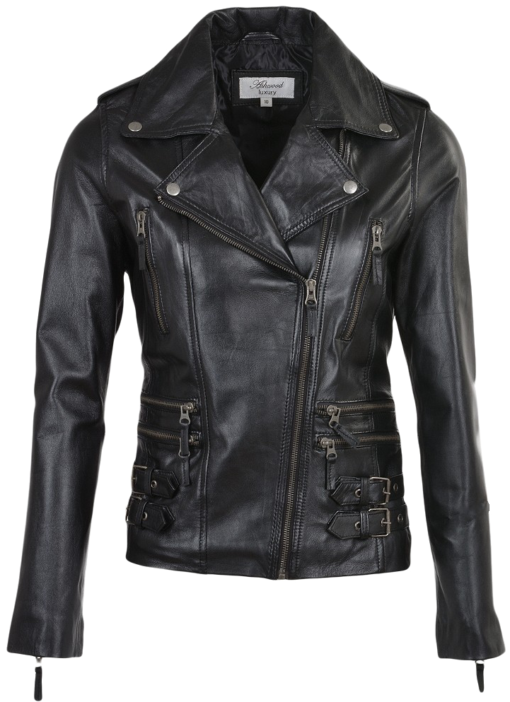 Leather Jacket Ladies Png Download Image - High Collar Leather Jacket Women Clipart (1000x1000), Png Download