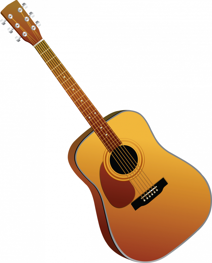 Guitar Clipart Transparent - Acoustic Cartoon Guitar Png (817x1012), Png Download